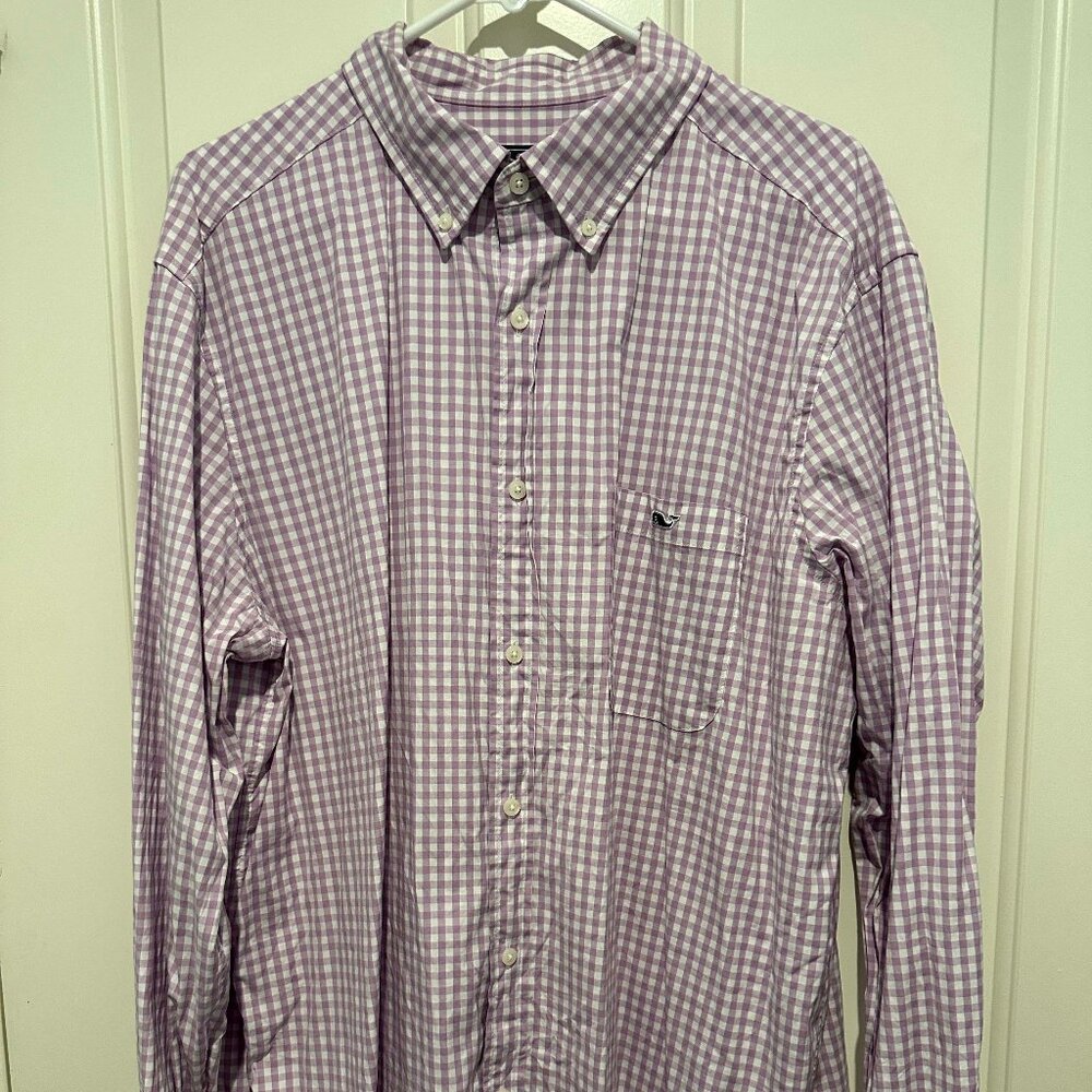 Vineyard Vines Classic Fit Shirt Mens XL - purple and white
